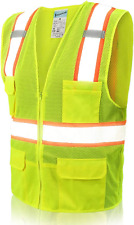 SHORFUNE High Visibility Breathable Mesh Safety Vest with 10 Pockets, Mic Tabs,  picture