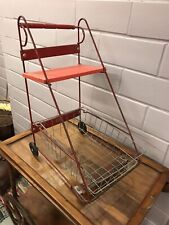 ANTIQUE VTG METAL SHOPPING CART WITH BASKET 23 1/2” TALL AMACO TOYS CHILD’S  picture