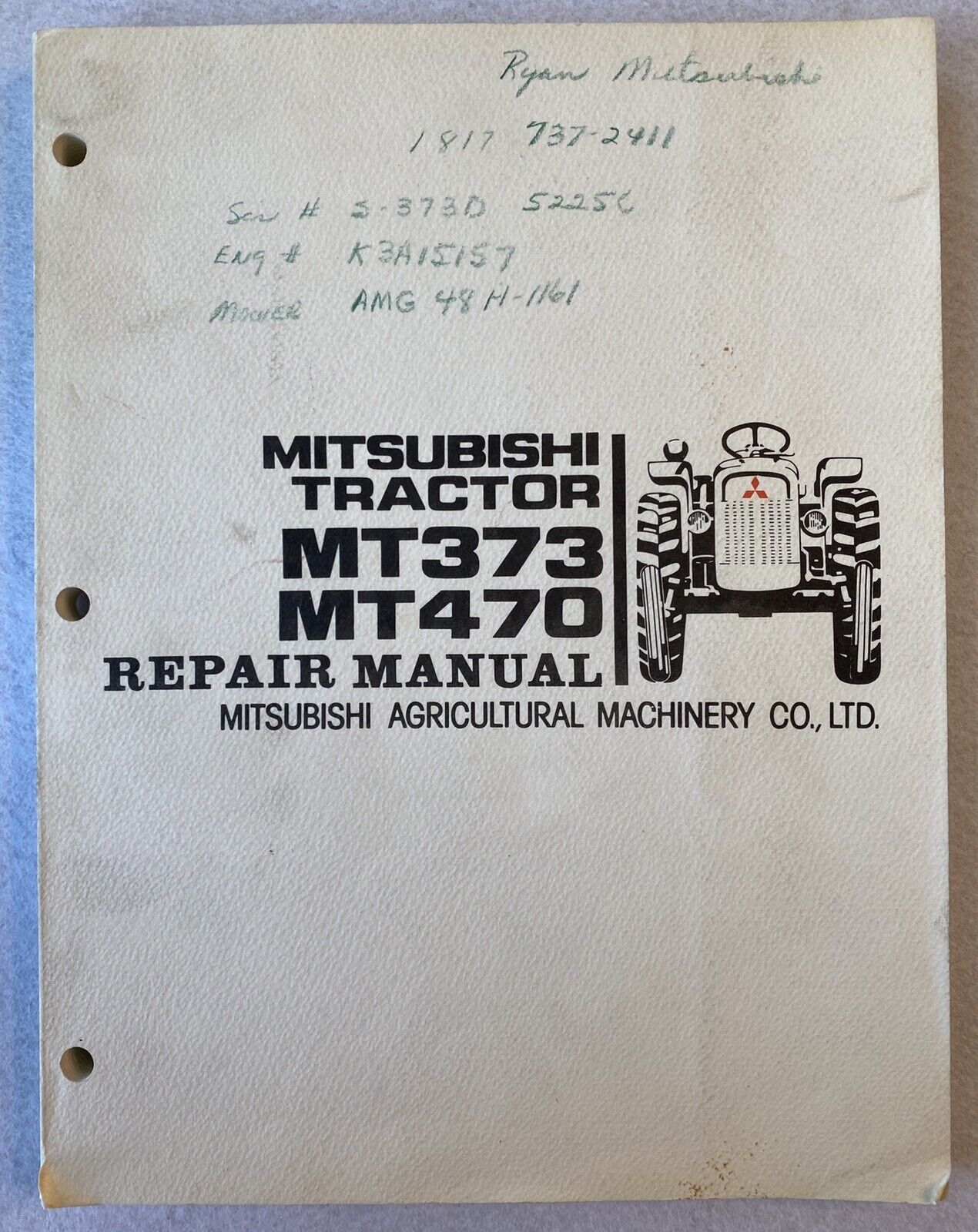 Mitsubishi Tractor Repair Manual MT373 MT470 Service Maintenance 1970s Vtg