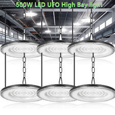 6Pack 500W UFO Led High Bay Lights Commercial Warehouse Factory Light Fixture picture