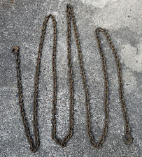 Vtg Industrial Forged USA Heavy Duty Steel Rigging Chain With Hooks 25 Ft 80G picture