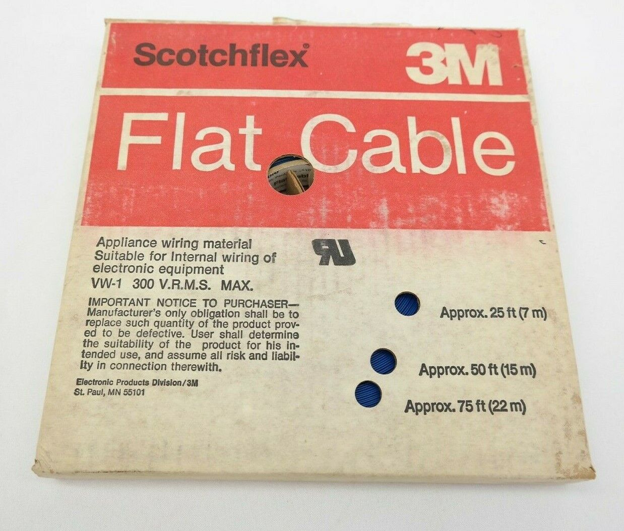 100 ft 3M Flat Cable Roll 26 AWG 3302 Scotchflex T5
