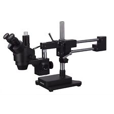 AmScope 3.5X-180X Trinocular Stereo Zoom Microscope +Double Arm Boom Stand-Black picture