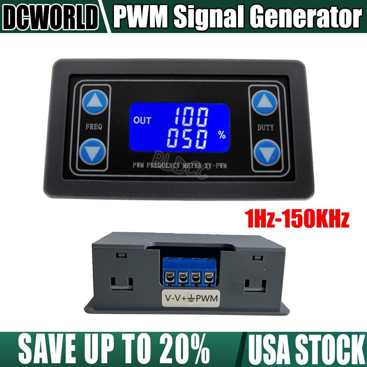 LCD PWM Signal Generator DC 3.3V-30V 1Hz~150KHz PWM Pulse Frequency Square Wave