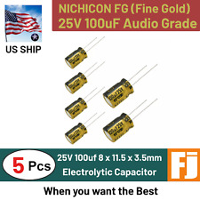 5 Pcs 25V 100uF | Nichicon Fine Gold Audio Grade Electrolytic Caps |  US Ship picture