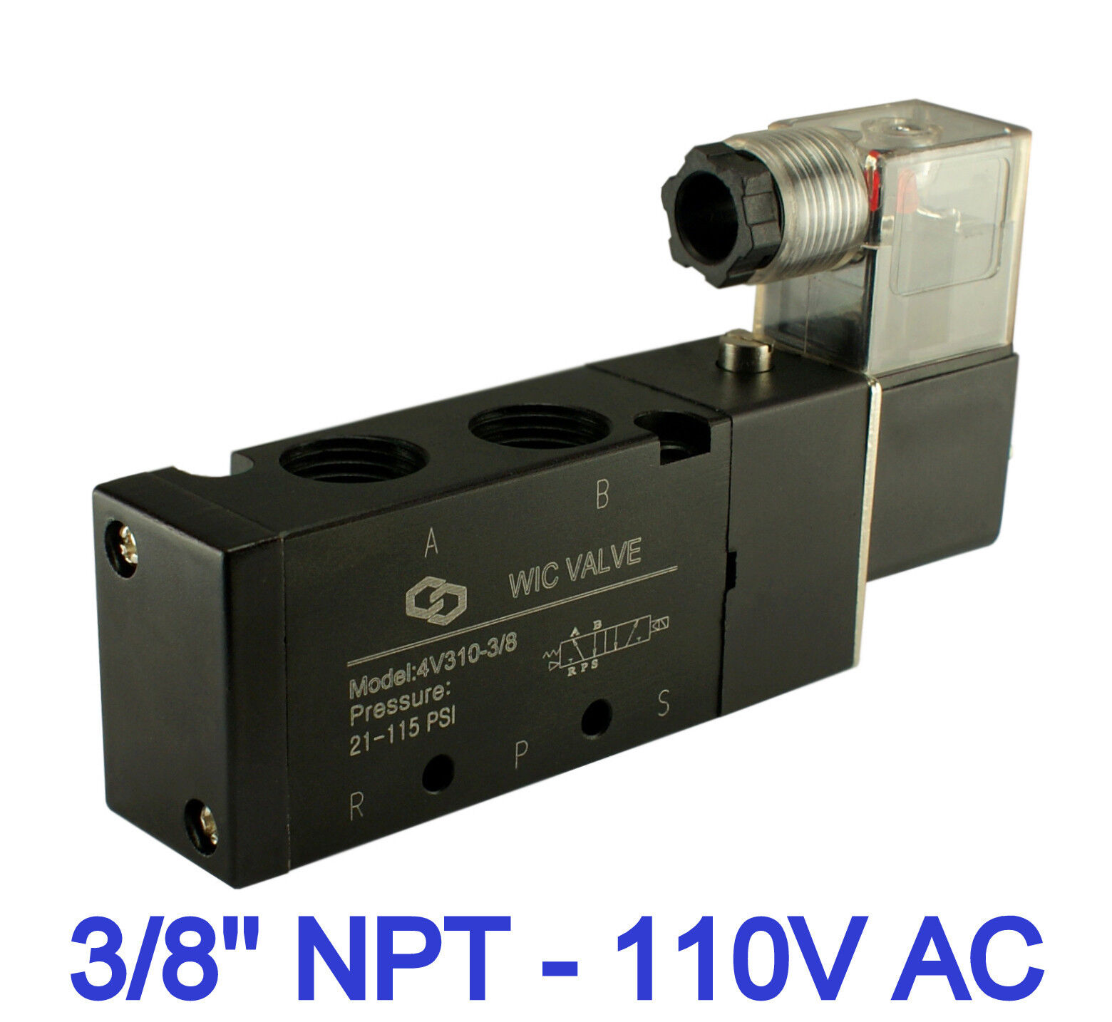 3/8 Inch Pneumatic 4 Way Air Directional Control Electric Solenoid Valve 110V AC