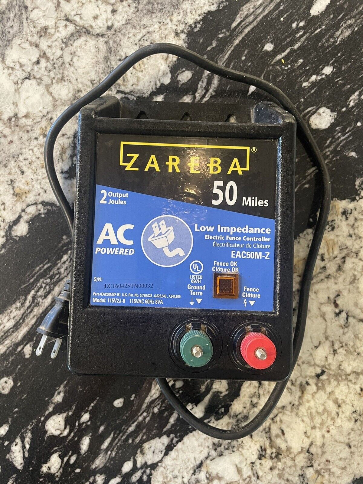 Zareba EAC50M-Z AC-Powered Low-Impendence Electric Fence Charger - 50 Mile El...