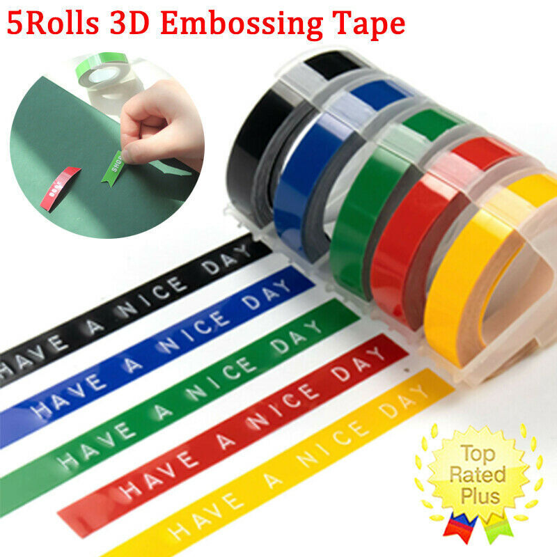 5PK Label Replace for Dymo 3D Plastic Embossing Tape Xpress Label Maker 3/8\