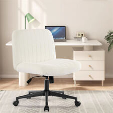 360° Swivel Office Chair w/Rocking Backrest Teddy Velvet Vanity Chair White picture
