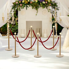 6 Pcs Quality Red Velvet Rope W/ Gold Stanchion Post Set For Red Carpet Events picture