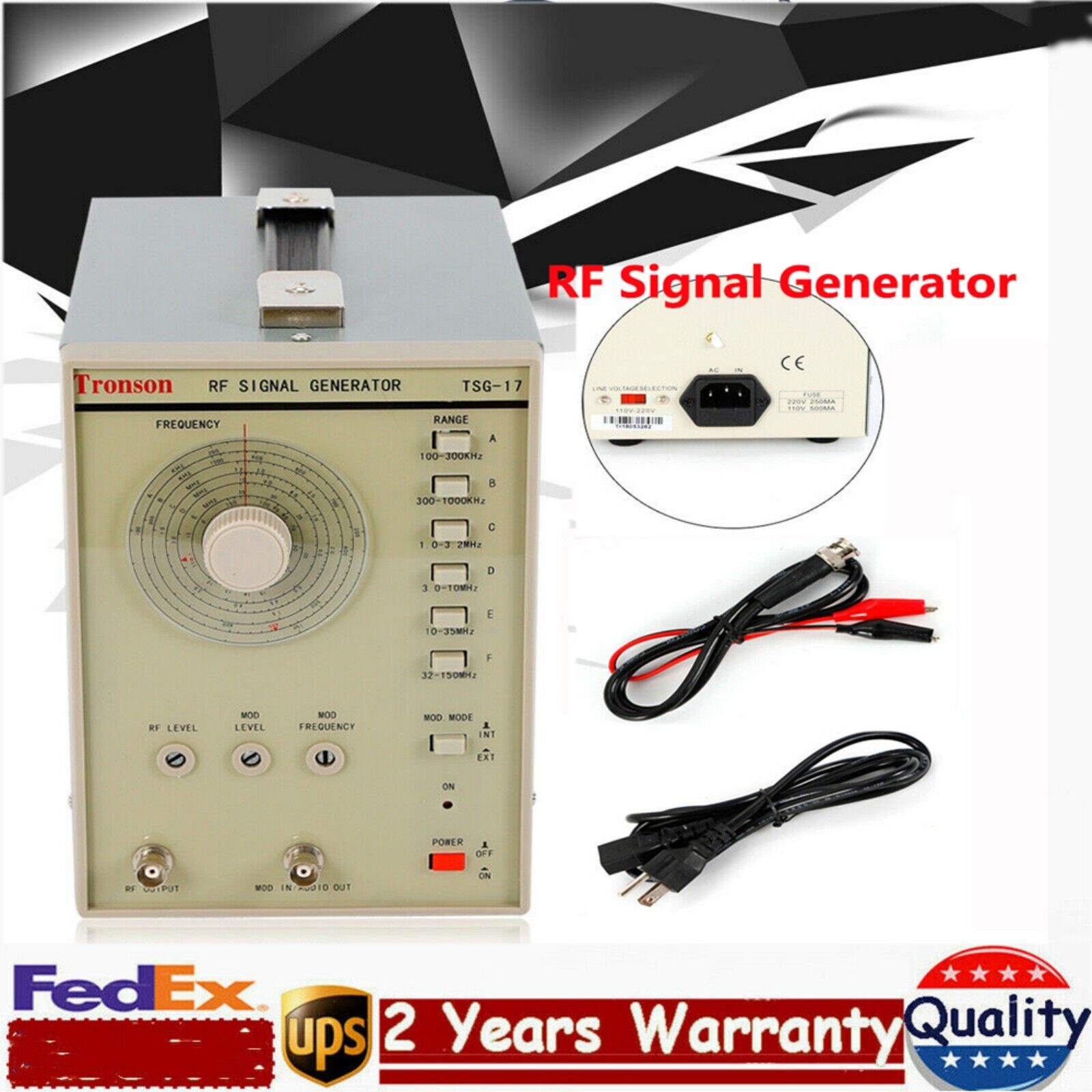 110V 100kHz-150MHz Radio High Frequency RF Signal Generator Power Cord Kit 