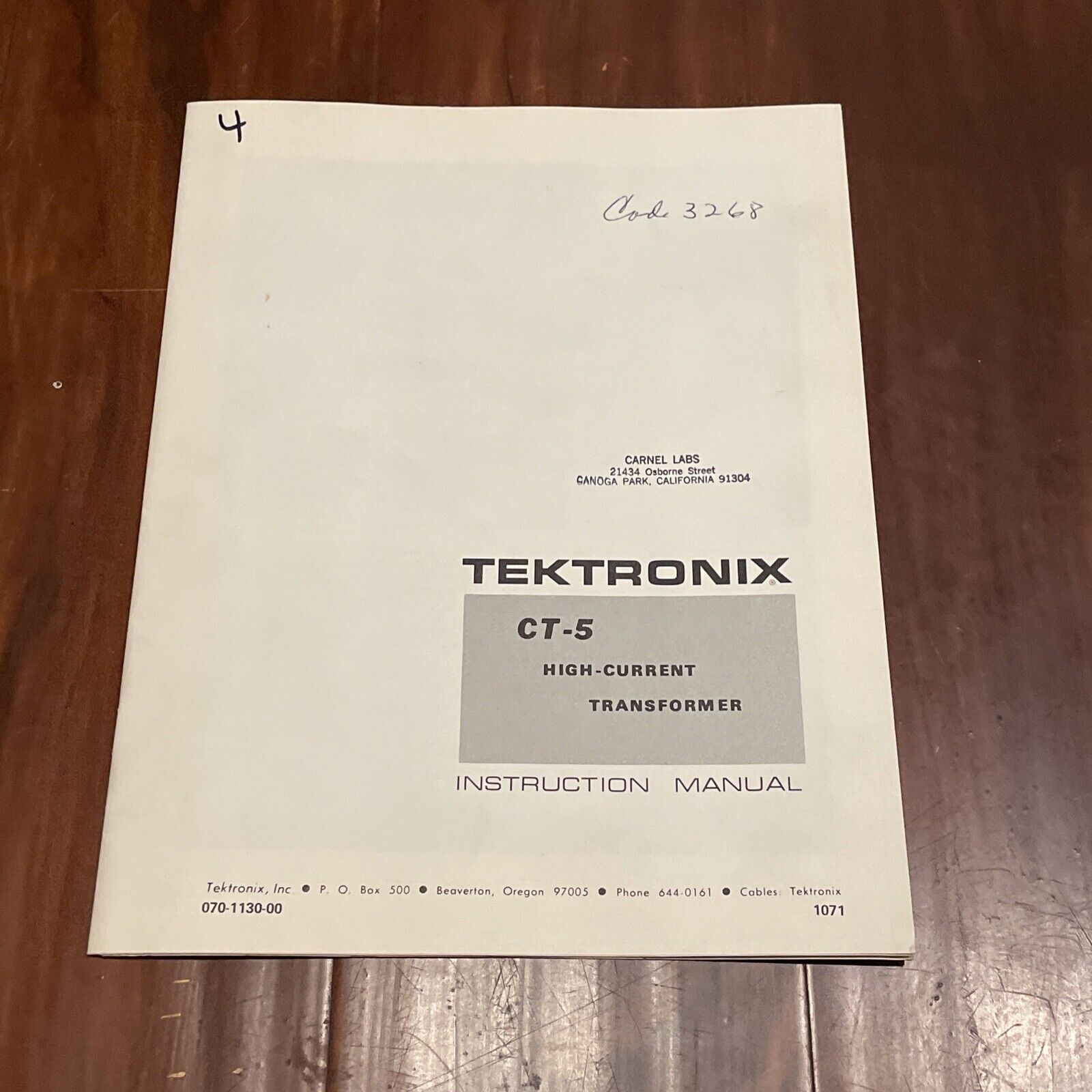 Tektronix CT-5 High-Current Transformer Instruction Manual 070-1130-00