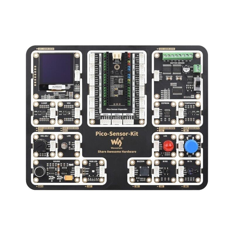 Raspberry Pi Pico Entry-Level Sensor Kit Integrates Expansion Board & 15 Modules
