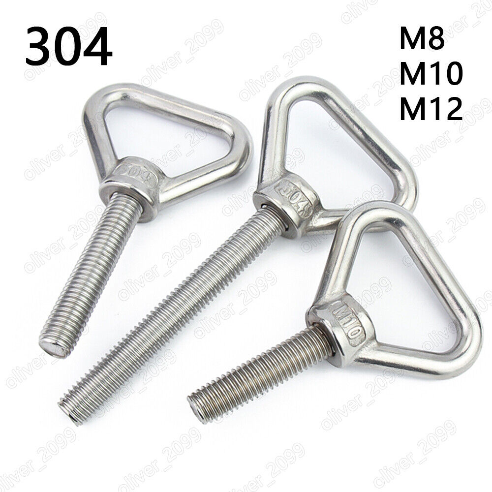304 Stainless Steel Triangle Eye Bolts Screws M8 M10 M12