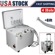 Portable Dental Unit w/ Syringe Suction System Rolling Case Air Compressor 4H A+ picture