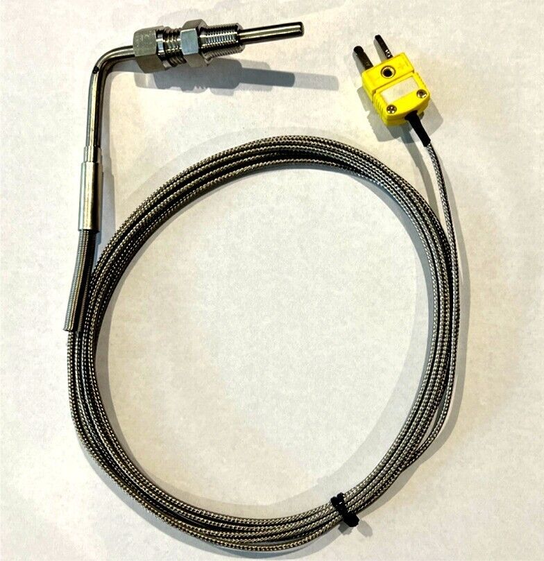 EGT Thermocouple K type, 90 deg, w/yellow connector, 9 ft (2.8M), Teflon sealed