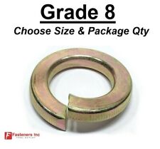 Grade 8 Hardened Yellow Zinc Plated Steel Split Lock Washers (All Sizes & Qty) picture