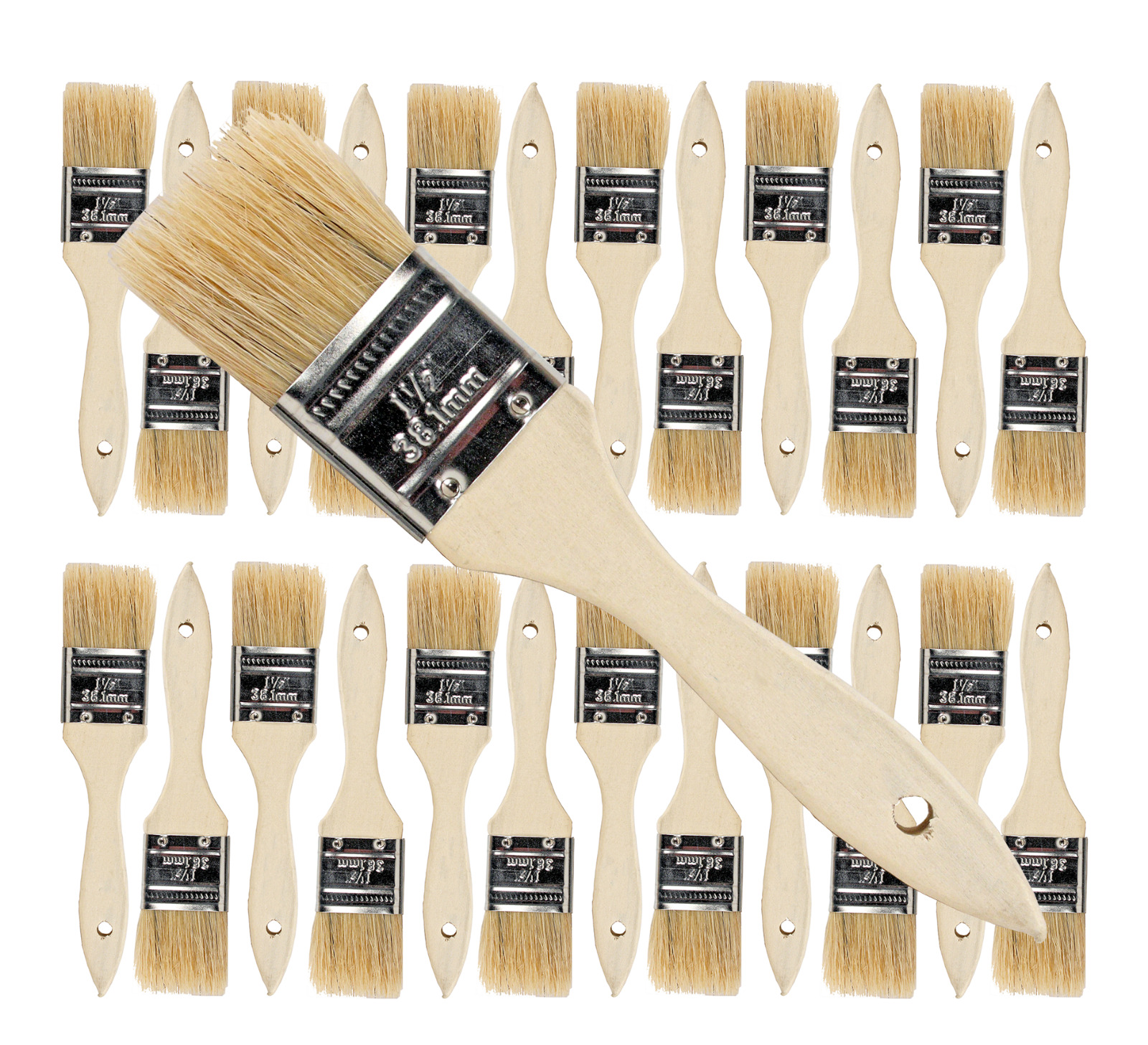 24 Pk- 1.5 inch Chip Paint Brushes for Paint, Stains,Varnishes,Glues,Gesso