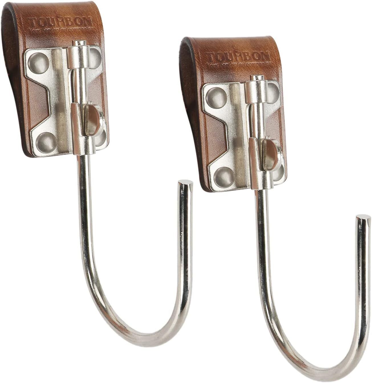 TOURBON Vintage Leather Tool Holder Drill Hook (Pack of 2 Medium, Brown 