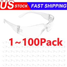 1-100 PAIR PACK Protective Safety Glasses Clear Lens Work UV ANSI Z87 Lot of 12 picture