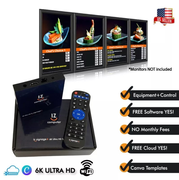 Digital Signage Player 6k UHD for Digital Signs or Menu Boards + Software + Tech