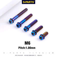 2x M6 x10-120mm Standard Titanium Flange bolts screws Blue for motorcycle picture