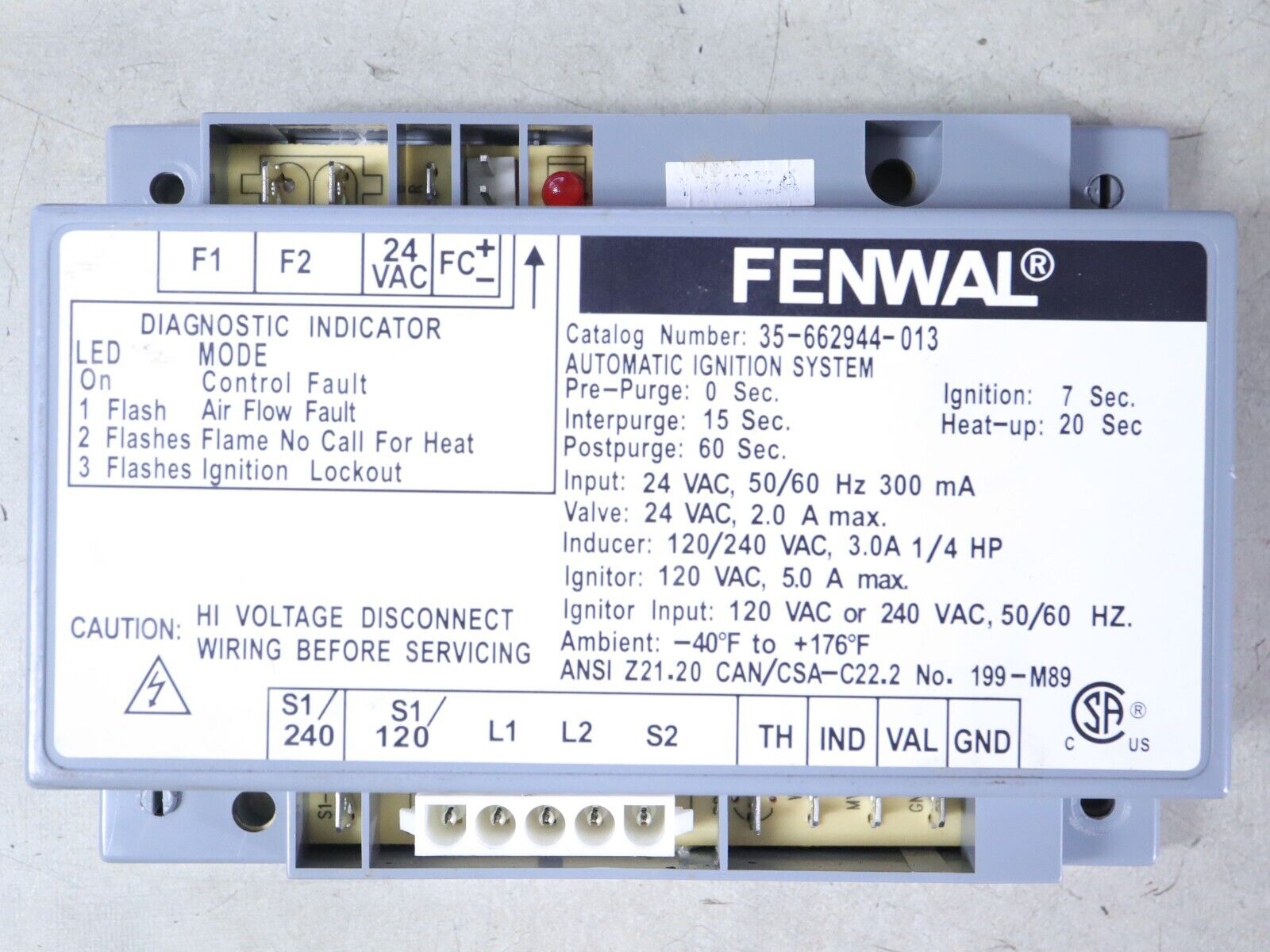 FENWAL 35-662944-013 Automatic Ignition Control Module