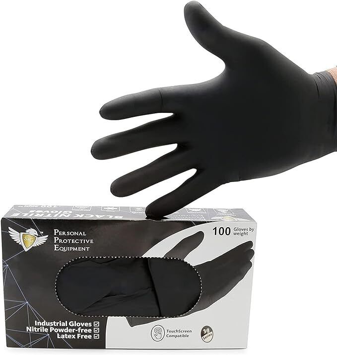 S&G Black Nitrile Gloves Latex Powder Free 3 Mil 2x100pcs 1000pcs XS/S/M/L/XL