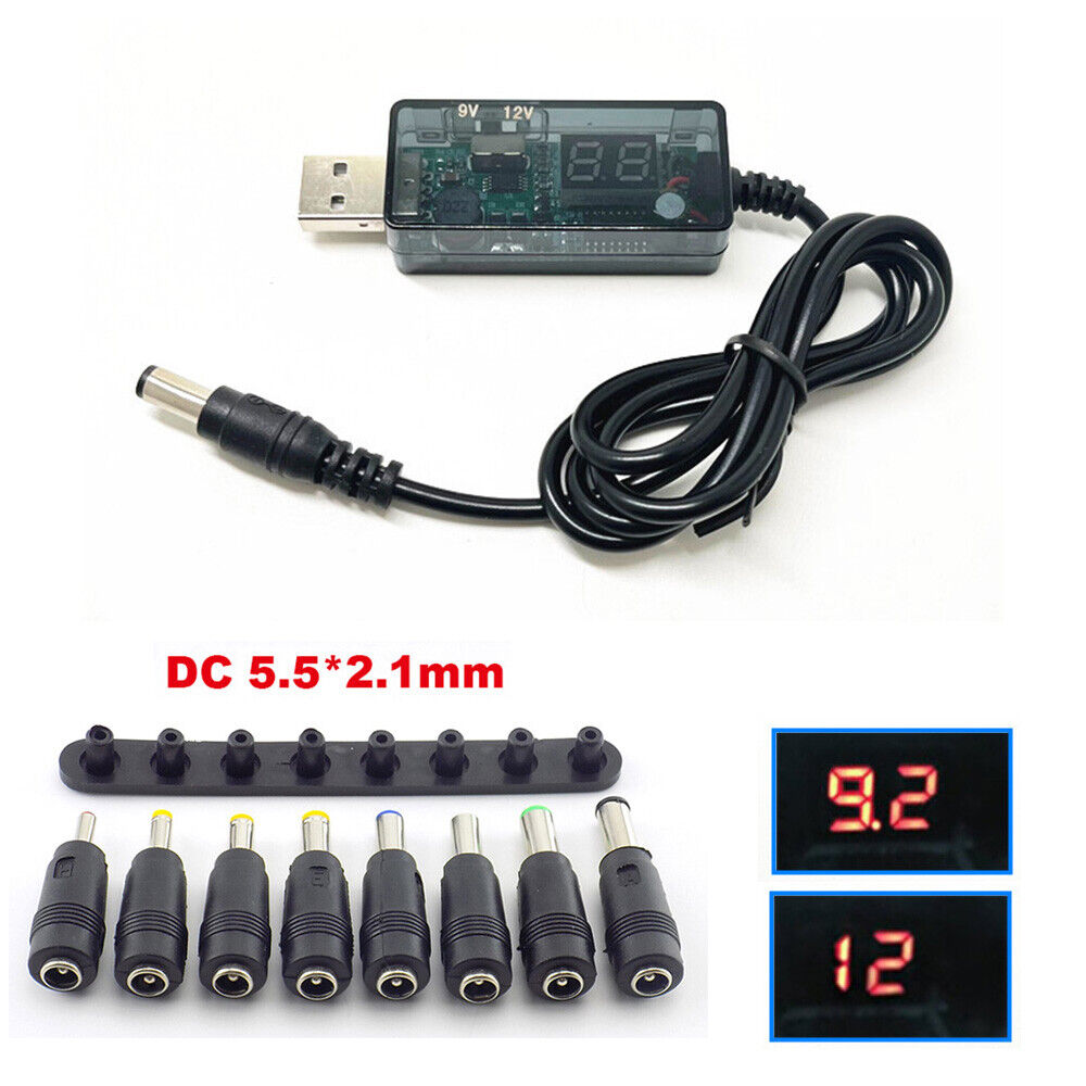 USB 5V to DC 9V 12V Step UP Converter Module Power Boost Adapter Cable 5.5X2.1mm