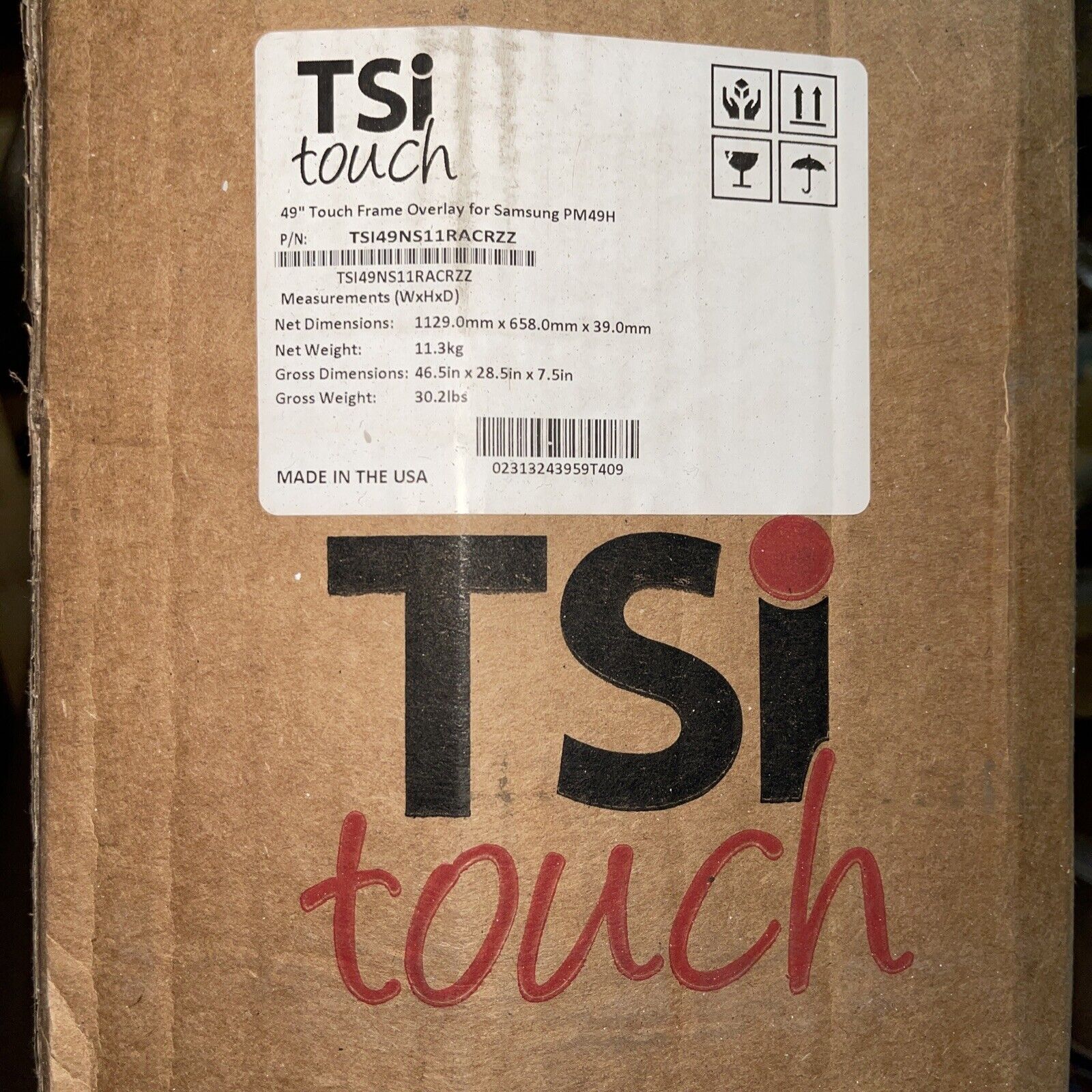 TSI Touch IR Interactive Touch Screen for the 49\
