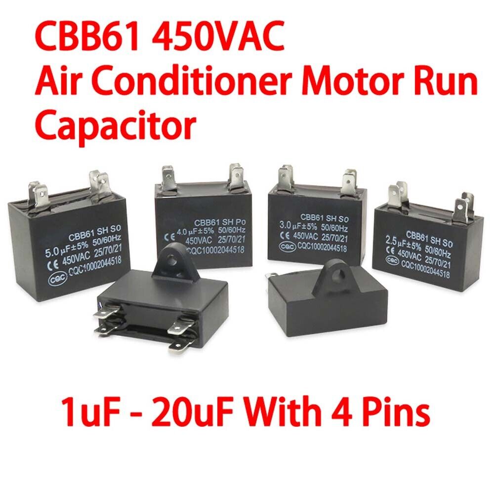 CBB61 Motor Fan Start Capacitor 450VAC 1uF~20uF Air Conditioner Run Capacitor