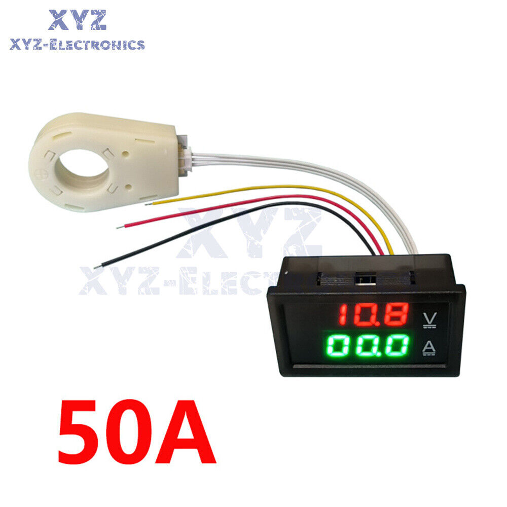 Hall Voltmeter Ammeter Dual Digital Display DC 0-300V ± 50A/100A/200A/400A US