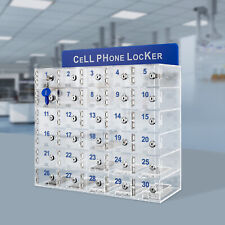 Cell Phone Locker Box 30 Slots Transparent Acrylic Storage Organizer Box & Locks picture