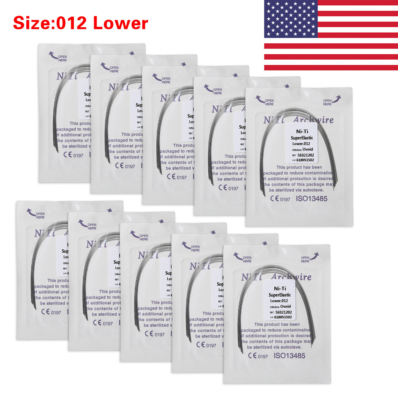 10Pack Dental Orthodontic Super Elastic Niti Round Arch Wires Oval Form 12 Lower