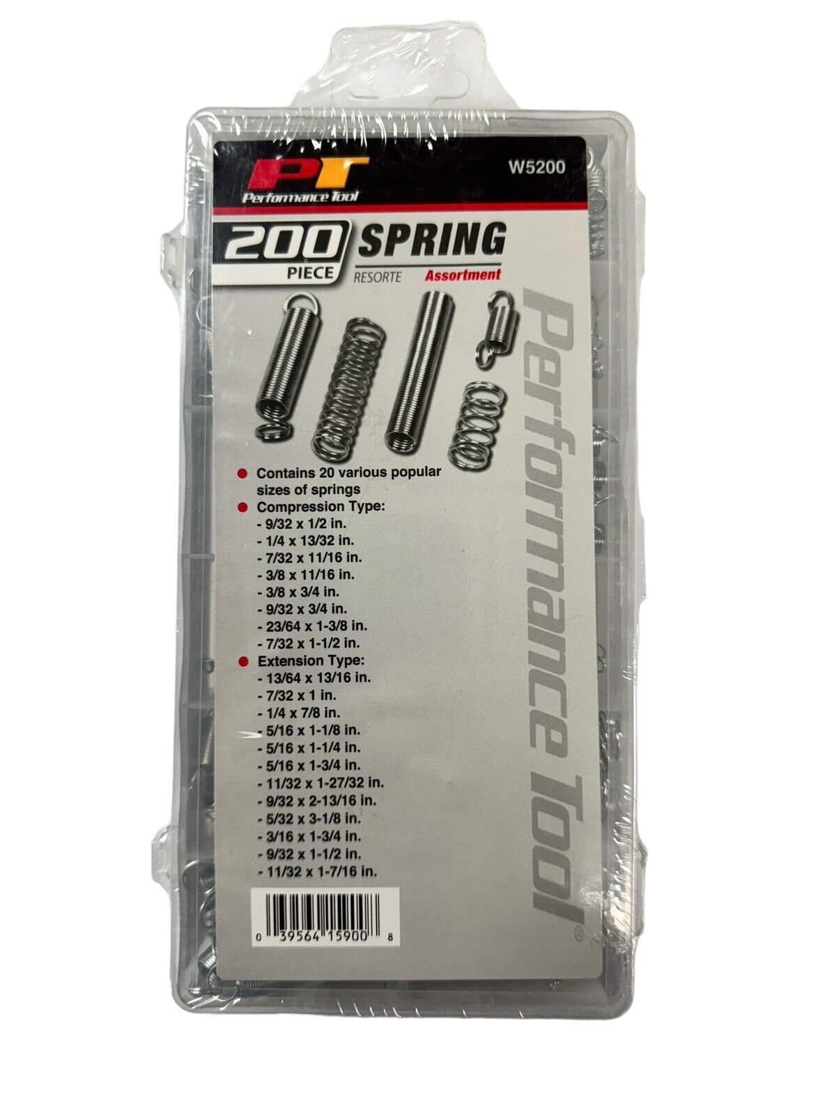 Performance Tool 200 Piece 20 Various Popular Sizes of Springs Assortment W5200