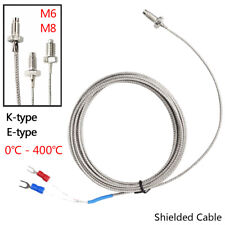 M6 M8 Threaded Temperature Sensor K-type E-type Thermocouple Probe 0.2m-5m Cable picture