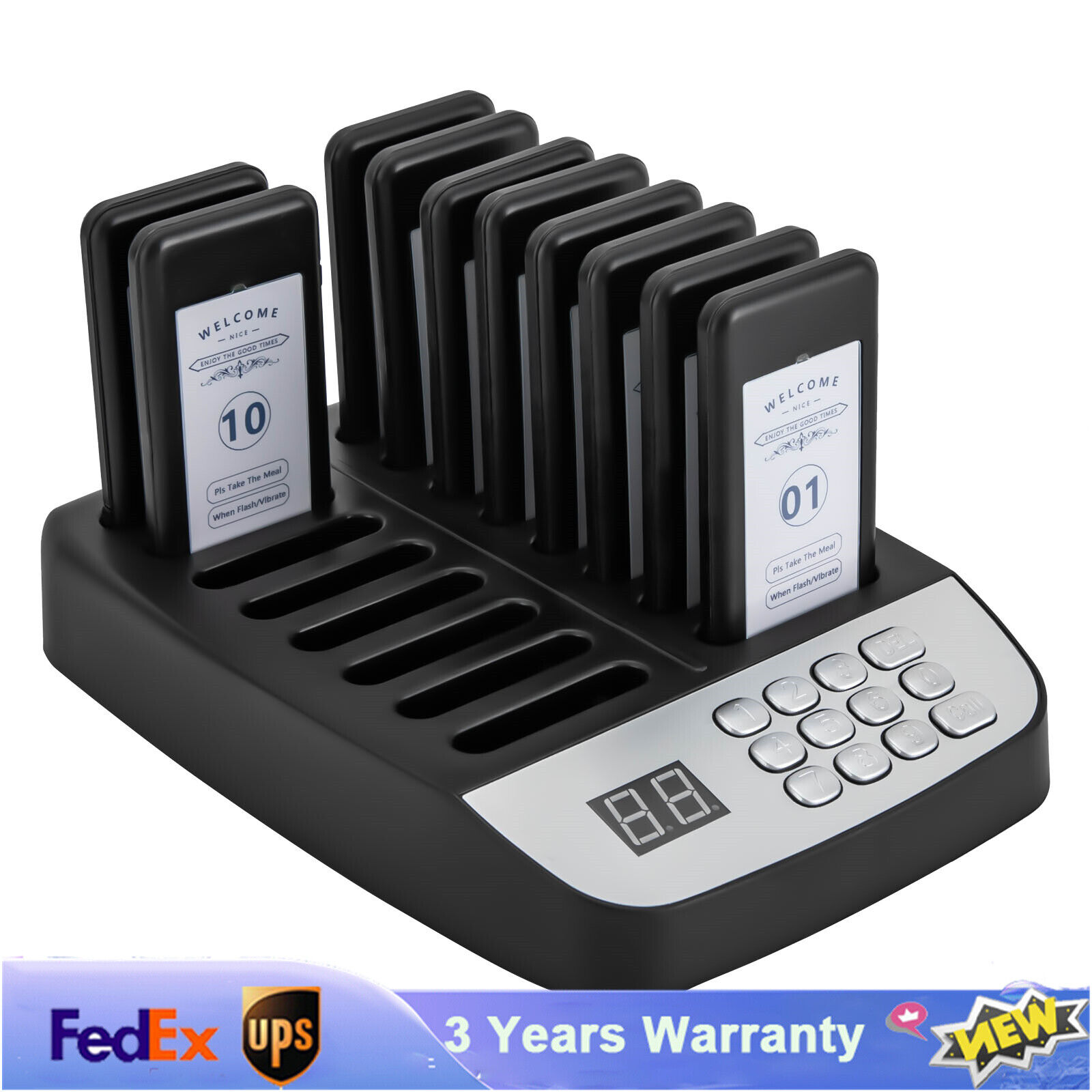 Restaurant Wireless Guest Paging System 10 Beepers Queuing Calling Pager Food