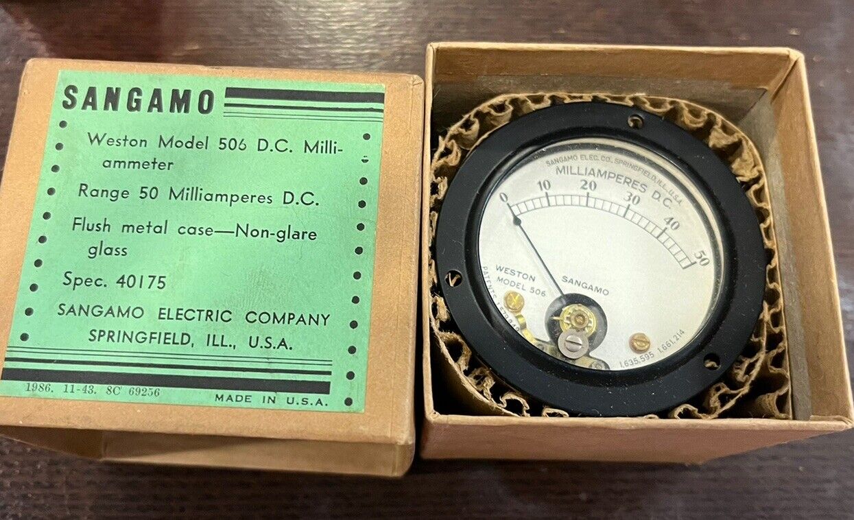 Vintage Weston Model 506 D.C. Millimeter 50 Microamperes Gauge Spec 40175 NOS