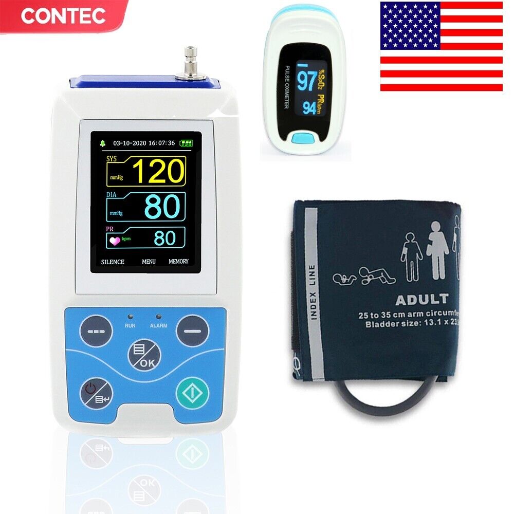 US ship CONTEC Ambulatory Blood Pressure Monitor+Software 24h NIBP Holter ABPM50