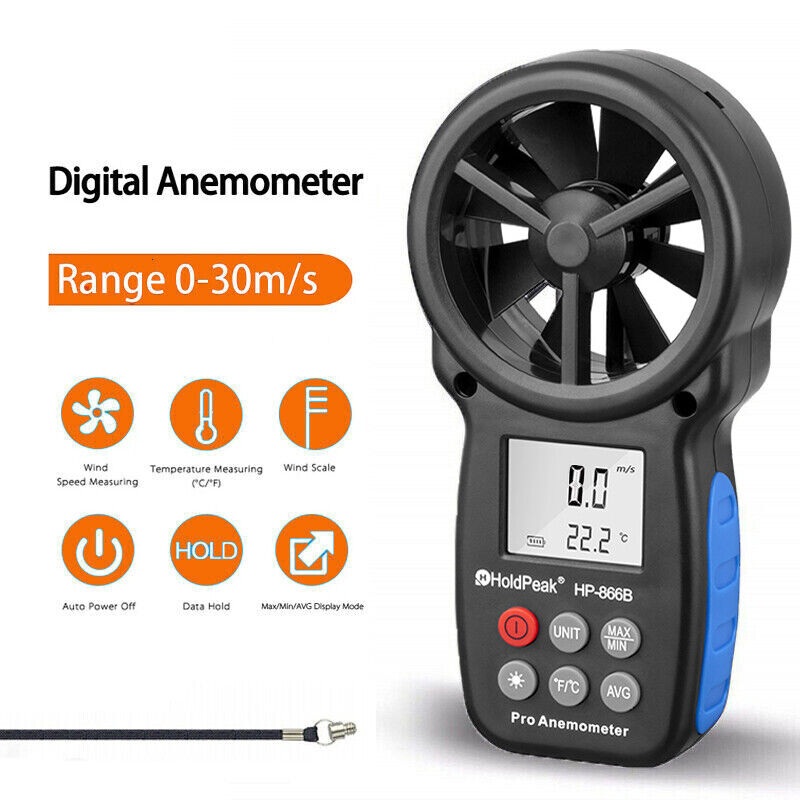 LCD Digital Anemometer Thermometer Handheld Wind Speed Meter Gauge Air Tester US