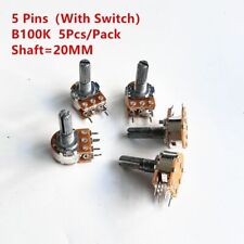 5Pcs B100K 100K WH148 5 Pins Potentiometer with Switch Shaft 20mm 5 Pin picture