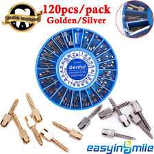 120Pcs Dental Root Canal Pins Screw Post Titanium Kit Stainless/24k Gold Plated  picture
