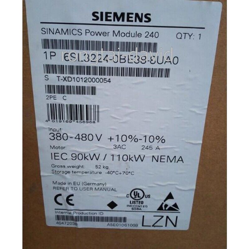 Siemens 6SL3224-0BE38-8UA0 G120 Inverter 90kw New UPS Shipping Factory Sealed