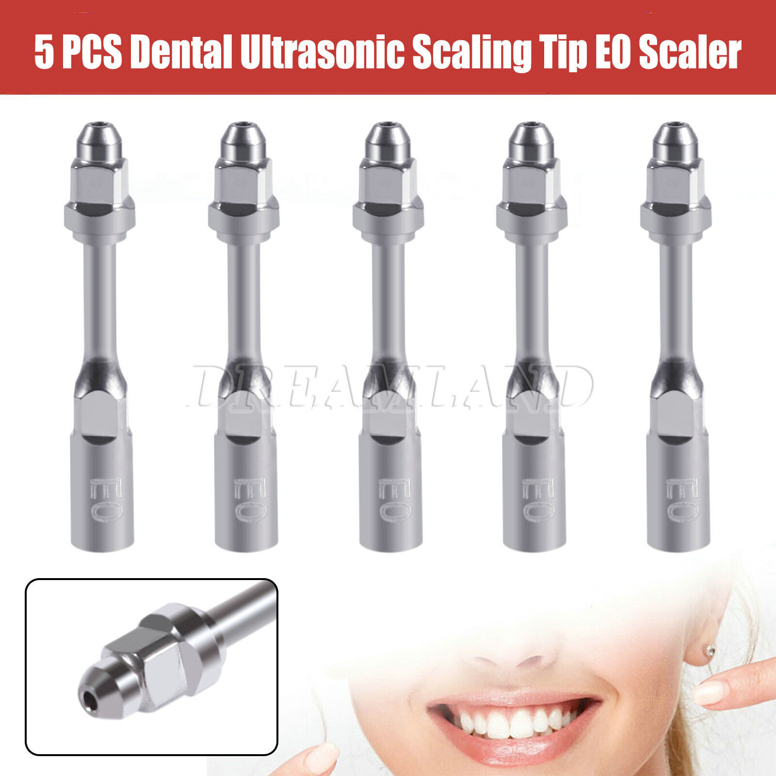 5pcs Dental Piezo Ultrasonic Scaler Endo Tip Fit EMS WOODPECKER E0-E5