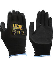 12 Pair Diesel Black Safety Gloves Latex Coated Grip Cut Resistant picture