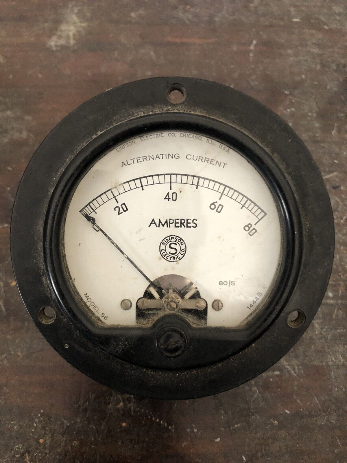 Simpson Model 56 Alternating Current Amperes Gauge UNTESTED As Is