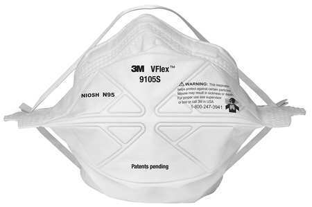 3M 9105S N95 Disposable Respirator, S, White, Pk50