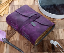 Unique bound purple leather journal deckle edge paper handmade vintage office picture