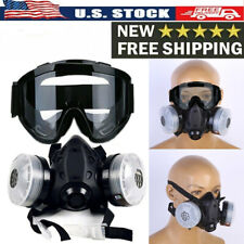 Half Face Gas Mask Dual Filter Cartridge Safety Chemical Respirator w/ Glasses picture