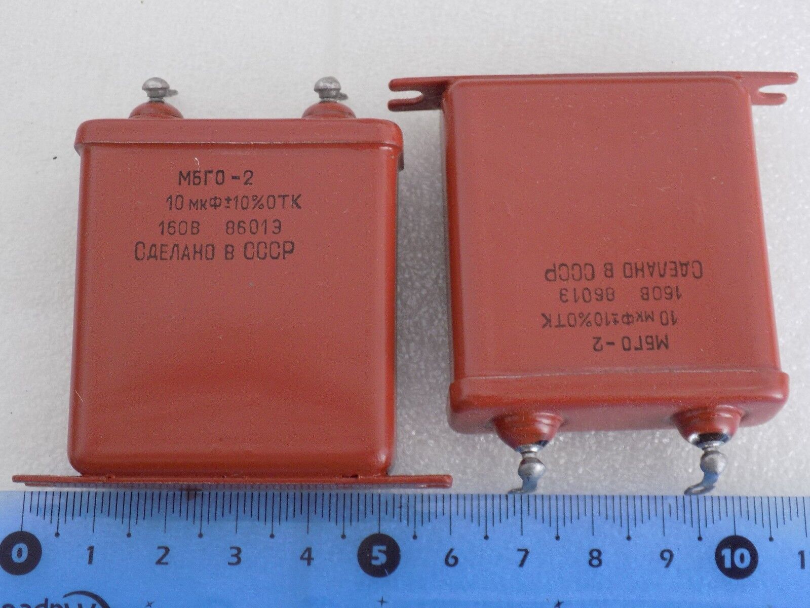 2x MBGO-2 --( 10uF 10%, 160V )-- PIO Capacitors МБГО-2 NOS Made in USSR